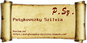 Petykovszky Szilvia névjegykártya